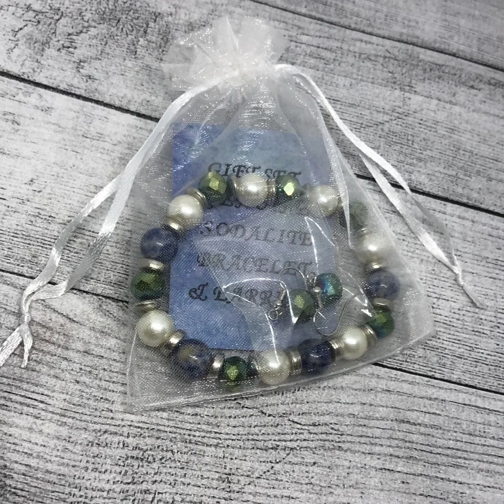 Handcrafted artisan jewelry gift set bracelet and earrings boho free spirit.